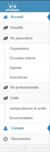 Capture — bouton Compte dans le menu